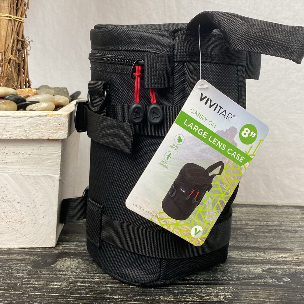 Vivitar Black Large Zip Top Padded Camera‎ Lens Case 8” NEW